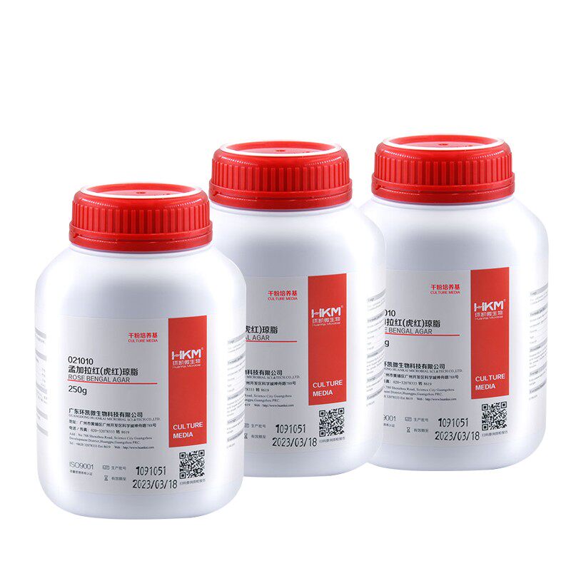 孟加拉红琼脂(虎红琼脂)培养基霉菌检测 2G50g 可开票021010环凯