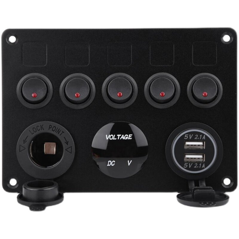 船用开关面板防水4挡6p挡房车改装翘板开关12-24V过载保护器多功