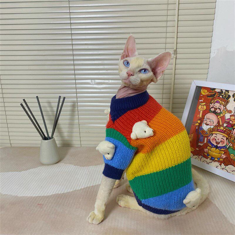 秋冬斯芬克斯无毛猫德文衣服狗狗小猫咪护肚加厚毛衣保暖外套潮