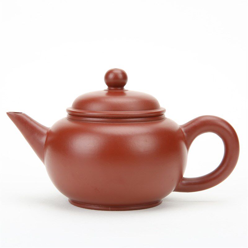 潮州手拉壶全手工朱泥80/120cc水平壶紫砂Q壶小品茶壶薄胎红泥壶
