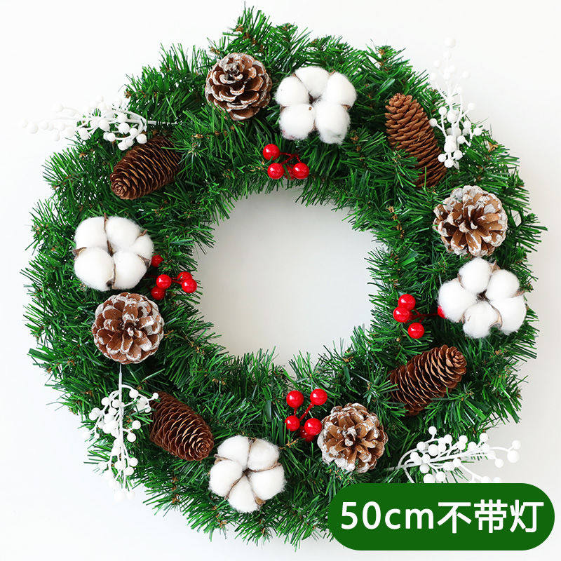 圣诞花环40cm50CM 圣诞装饰品 圣J诞树花圈挂饰 场景布置装饰
