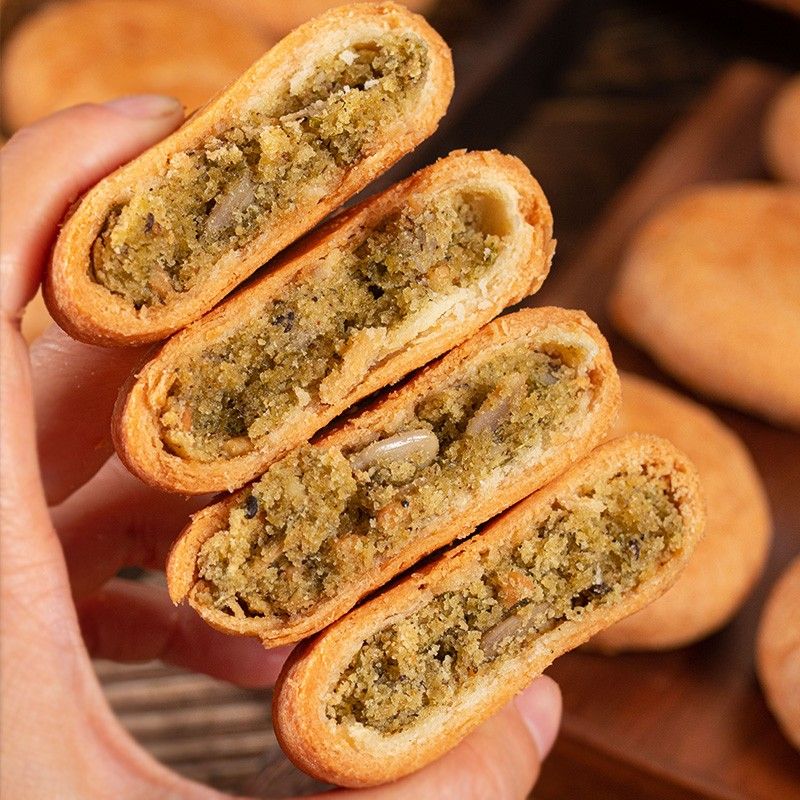 【超值2斤】椒盐香葱饼营养早代餐酥饼坚果馅料咸味糕点零食品250