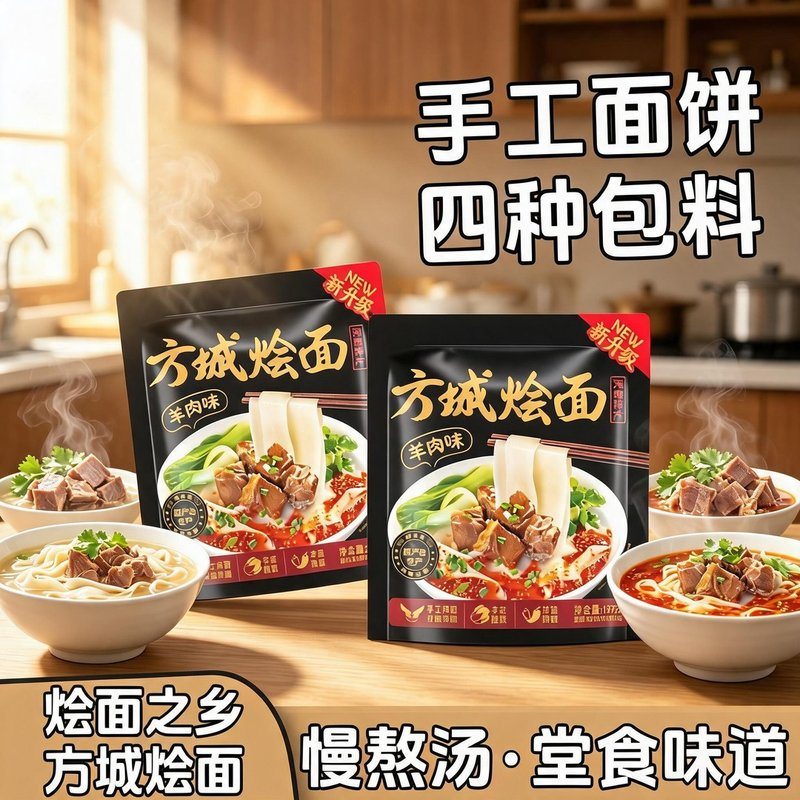 【新升级】方城烩面 正宗河南烩面 河南特产烩面139g*4袋