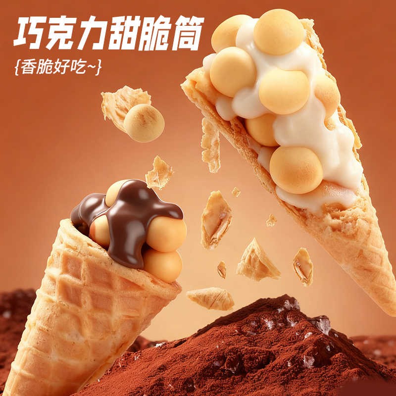 薄脆巧克力酸奶味脆筒营养酥脆奶香好吃夹心饼干儿童解馋小零食