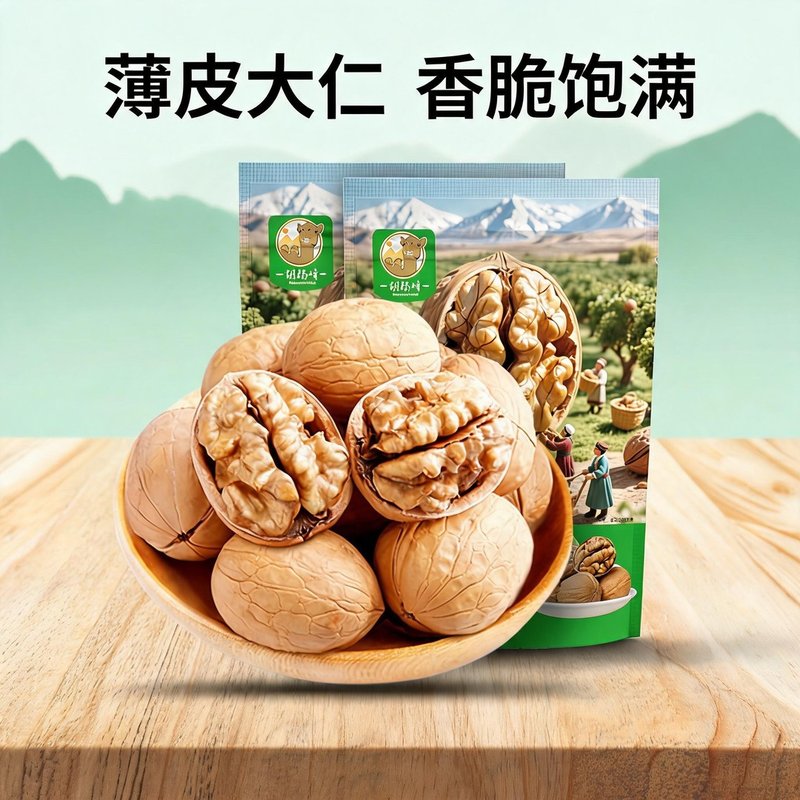 新疆纸皮核桃手捏即开原味生核桃带壳坚果零食坏果包赔