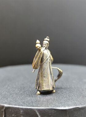 黄铜东华帝君 吕洞宾收妖 山水盆景鱼缸造景装饰奇石假山人物摆件
