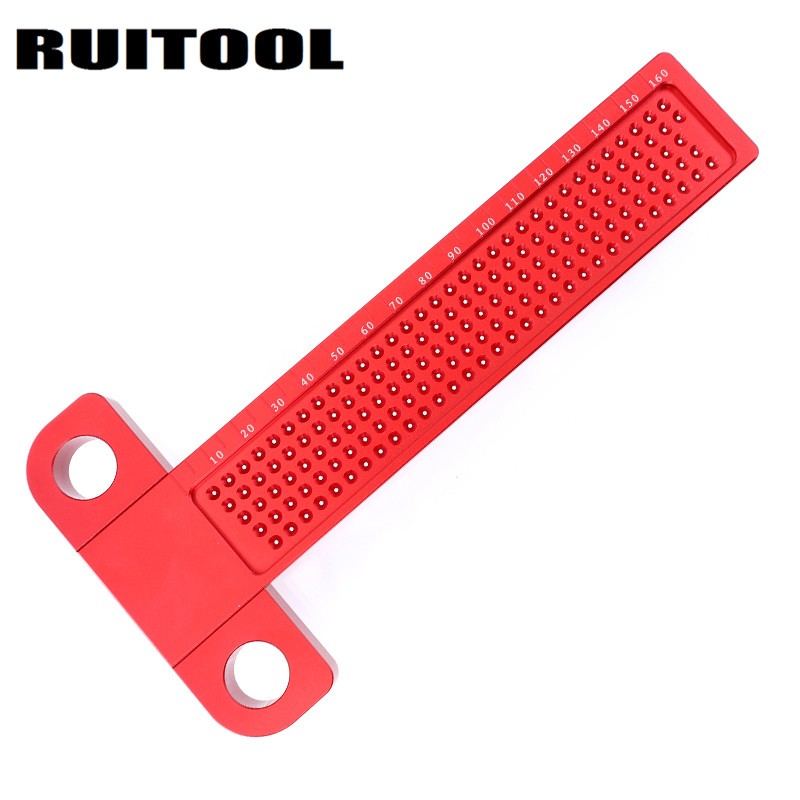 RUITOOL木工划线器T型直角丁字尺DIY装修铰链洞洞尺铝合金画线器