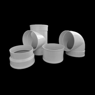 180PVC油烟机烟道排烟管下水管管卡直接弯头直弯三通大小头出风口