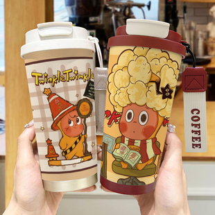 可爱星星人保温杯女生高颜值2025新款不锈钢情侣吸管户外便携水杯