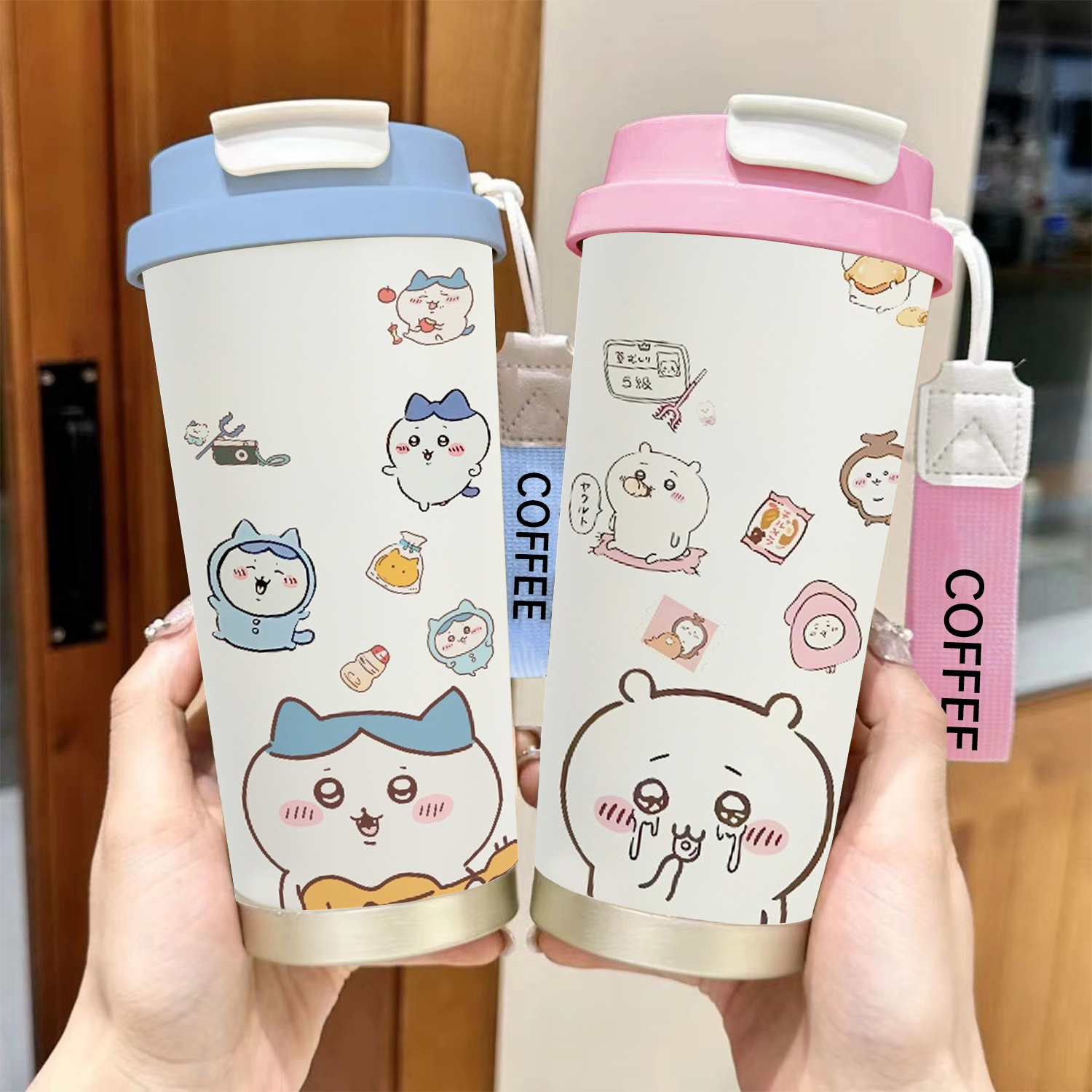 保温杯女生高颜值2025新款吉伊卡哇小八乌萨奇定做瓶咖啡水杯吸管