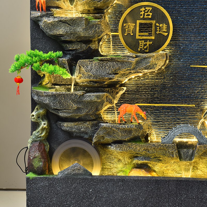 庭院阳台双面水幕墙隔断假山流水摆件鱼池造景别墅花园酒店循环水