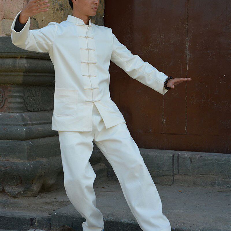 秋冬加厚亚麻太极服男晨练太极拳练功服装女款冬季保暖武术中国风