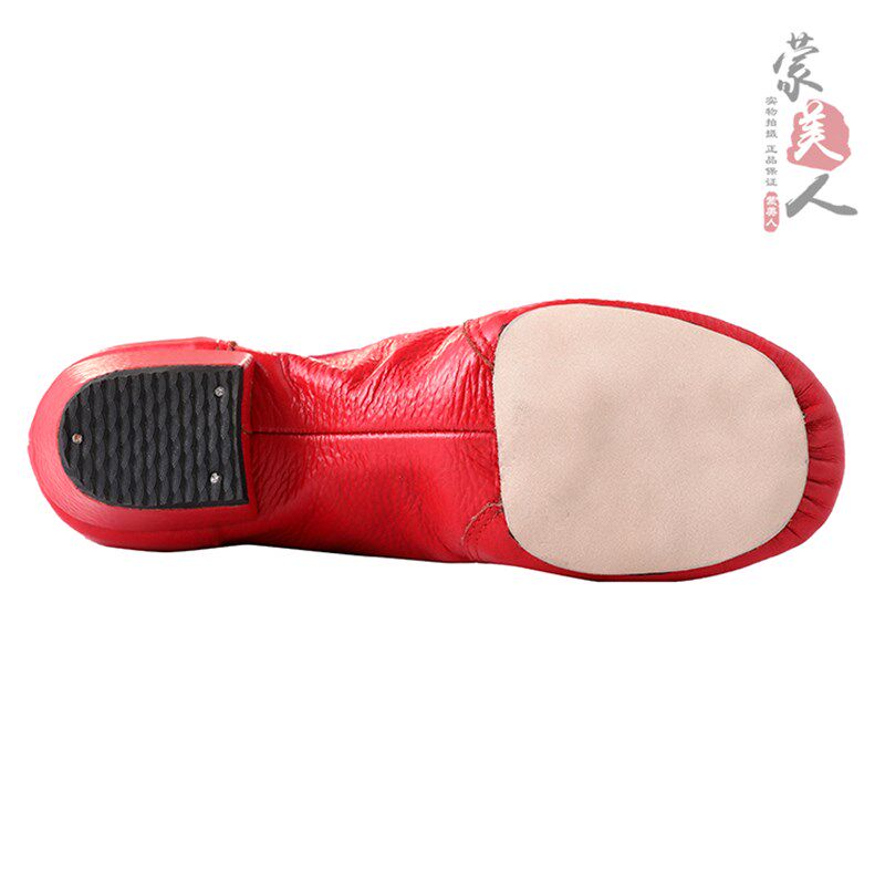 蒙古长筒女士舞蹈靴艺考练功鞋软底皮靴民族风舞靴拉链款舞台靴子