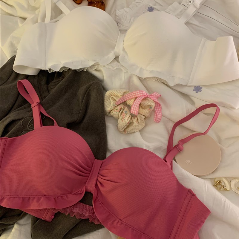 半杯无痕内衣女小胸聚拢显大上z托无钢圈两穿防滑无肩带文胸罩新