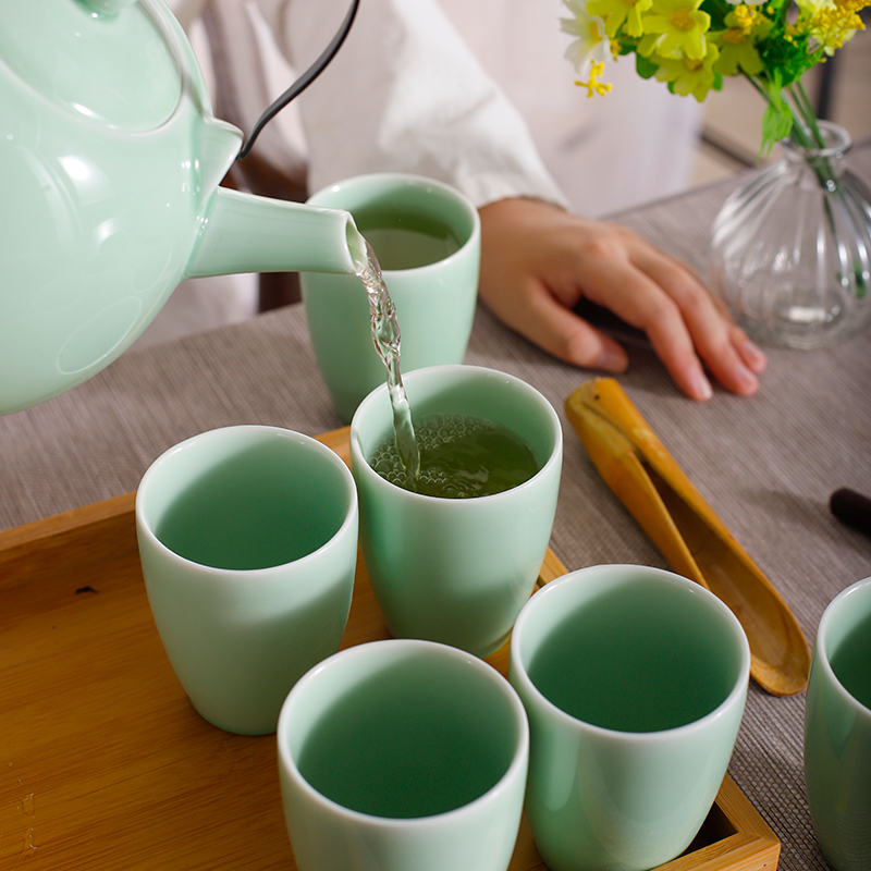青瓷提梁壶水具整套陶瓷泡茶壶凉水壶2000毫升整套茶具耐高温家用