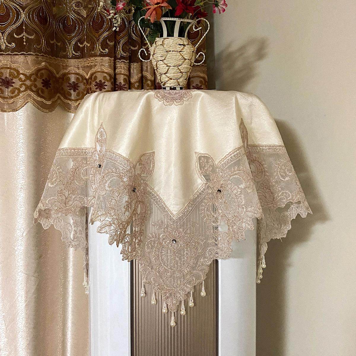 空调盖布圆柱形空调柜机立式小家电防尘罩顶部盖巾蕾丝可开机不取