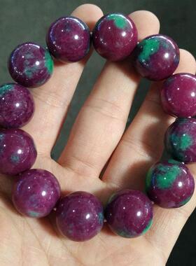 天然水晶红绿宝手链红宝石单圈手串男女款首饰品玉石手排礼品