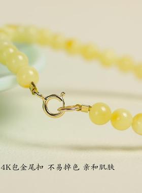 天然俄料老蜜蜡白花蜜手串108颗鸡油黄满蜜圆珠手链男女款念珠