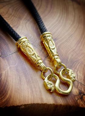 [掉色包换防敏]钛钢龙头M扣24K镀金吊坠毛衣挂链布绳泰国佛牌链子