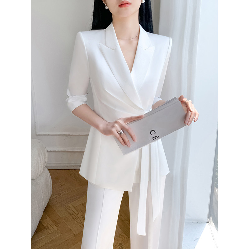 高级感西装套装女韩版修身2024夏季新款时尚气质休闲白色西服薄款
