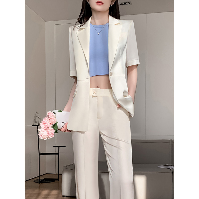 春夏季西装套装女2025新款两件套气质职业高级感休闲白色西服薄款