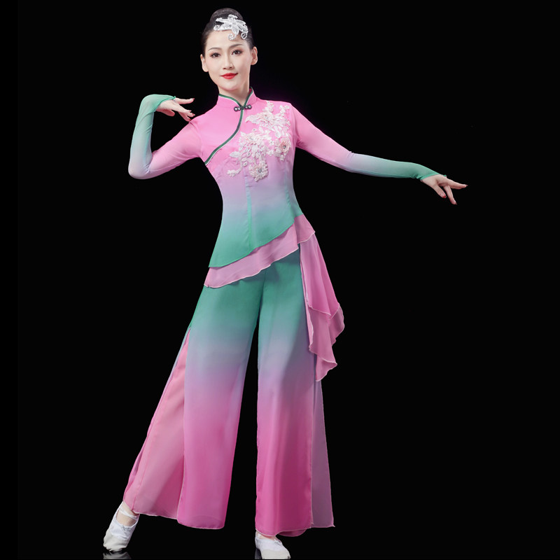 2024新款现代舞演出服女艺考扇子舞伞舞胶州秧歌舞蹈服广场舞服装