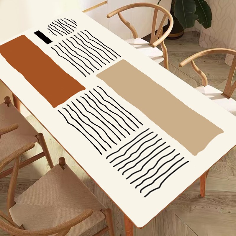 简约现代餐桌桌布防水防油免洗硅胶皮革桌垫茶几垫长方形高级感