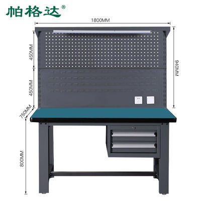 重型工作台车间检验桌生产线物料台B5376二抽1.Z8米带灯架