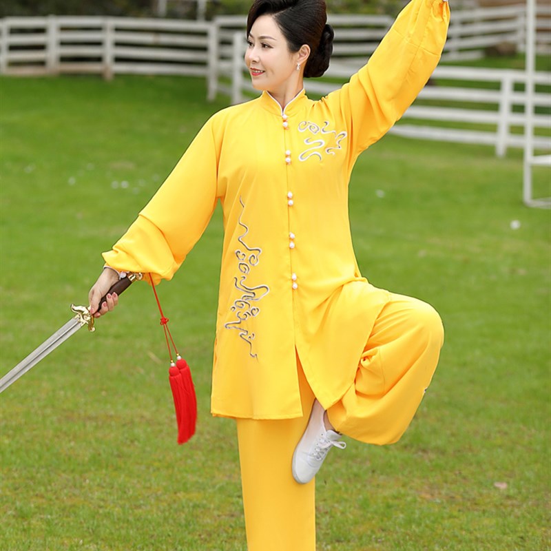 新款男女款春秋季刺绣太极服绣花表演服练功服武术服