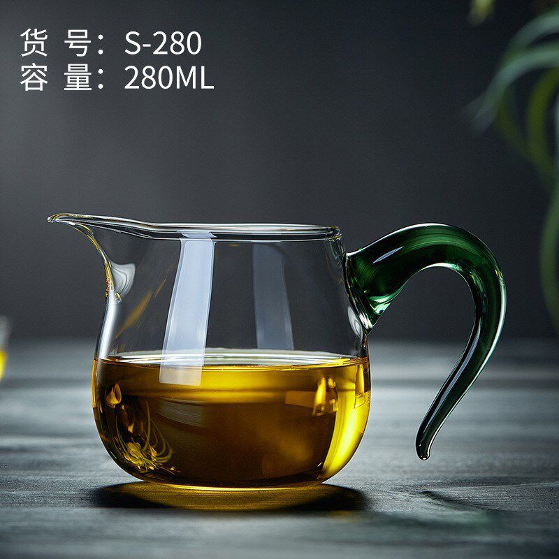 日式功夫茶具玻璃公道杯加厚耐热泡茶茶漏套装茶海茶滤分茶振尾荣