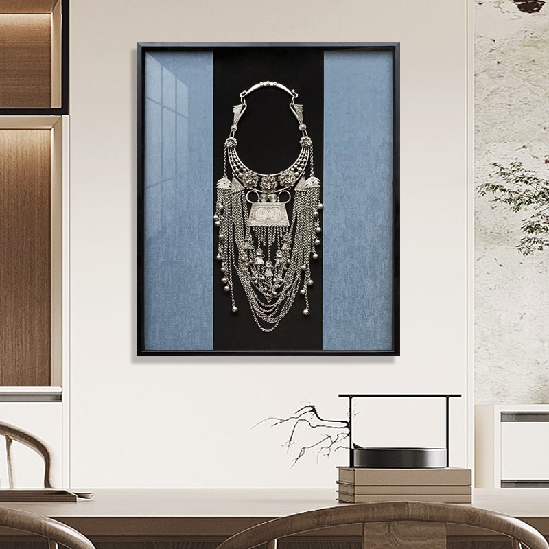 苗银实物画现代装m饰画民族风客厅沙发背景墙画新中式手工艺画