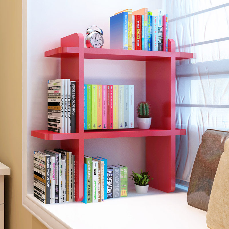 飘窗柜桌上小书架简易 学生书桌收纳架 办公室桌面置物架现代简约