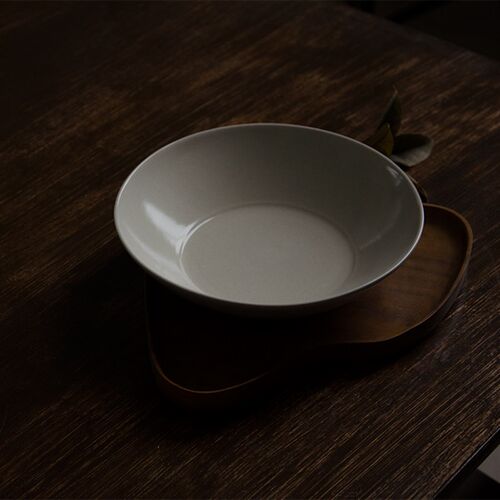 三分静 草木灰釉拌面碗日式w纯色陶瓷圆形餐具菜盘手工果盘暖色盘