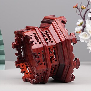 水晶球底座葫芦夜明珠弧形可旋y转摆件托架红木雕底座托球形展品