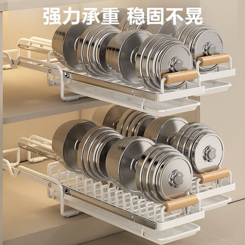 厨房柜抽屉内置碗架抽拉碗碟架橱柜拉篮碗M篮碗盘收纳架沥水置物