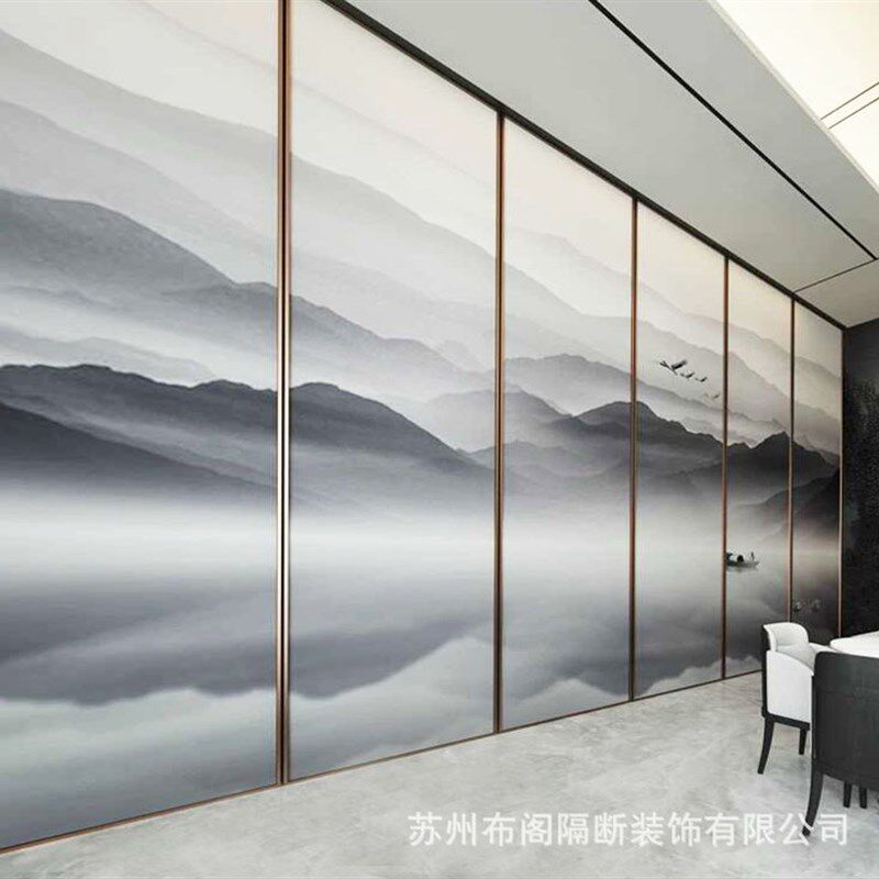 酒店宴会厅c包厢活动隔断饭店包间隔音移动屏风会议室展厅吊轨展