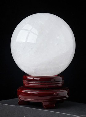 天然白水晶球白冰洲球方解石球原C石打磨家居改善办公室客厅摆件