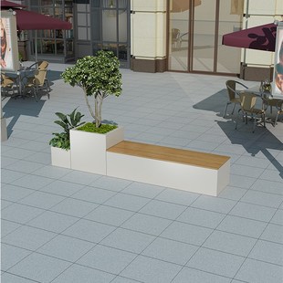 露台花箱椅塑木长条椅户外花箱定制广场椅N定制镀锌钢花箱椅定制