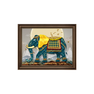 美式大象玄关装饰画高级感走廊过道挂画入户门正对墙W面画客厅壁