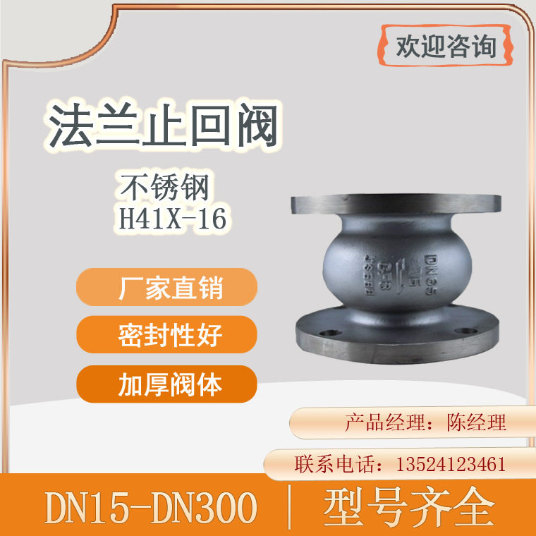 HC41X-16P法兰304不锈钢消声球形污水静音单向阀/逆止阀/止回阀图片