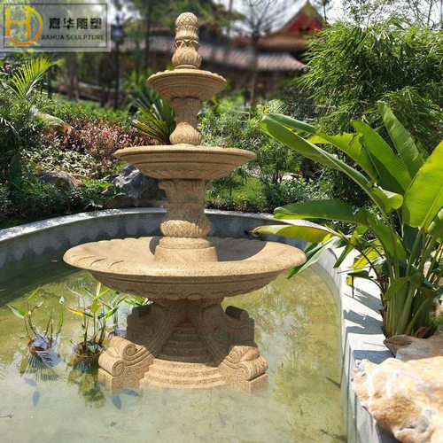 大理石喷泉球雕塑花岗岩花盆麻石黄锈石欧式水钵制作厂家直销