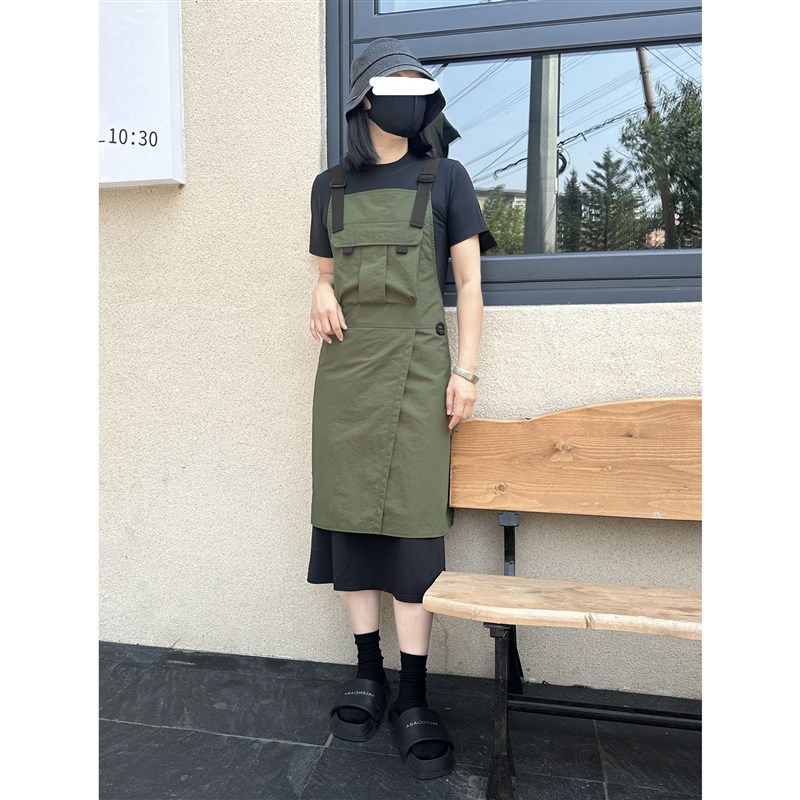 简约户外露营机能风前开叉围裙个性花艺餐饮咖啡工作服可定制logo