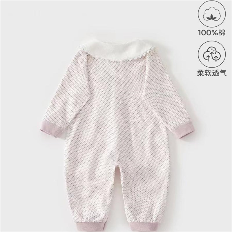 公主风婴儿连体衣春秋季女宝宝可爱哈衣爬服a类6-12月外出服