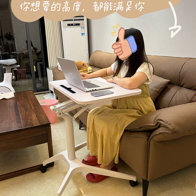 办公可移动升降桌带轮方形床边y学习写字书桌学生简约电脑桌工作