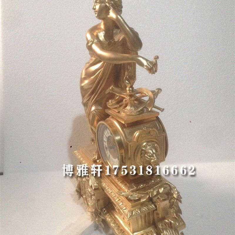 钟表纯铜欧式古典机械座钟发条上弦报时台钟仿欧洲回流老钟表