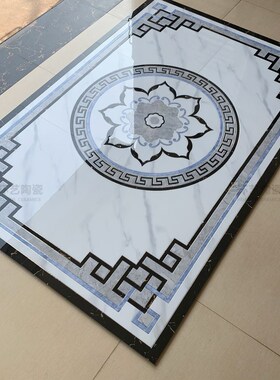 客厅地拼花瓷砖800x800w新中式餐厅拼图地砖过道玄关地毯花抛晶砖