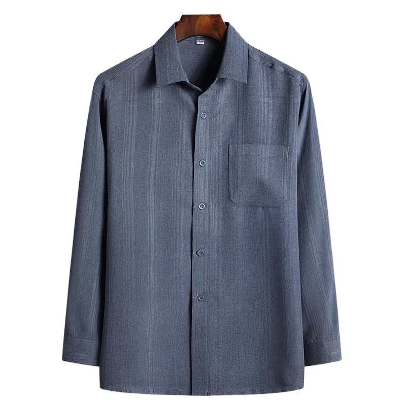 中老年衬衫男长袖爸爸装中年男士寸C衫父亲衬衣条纹2024年宽松型