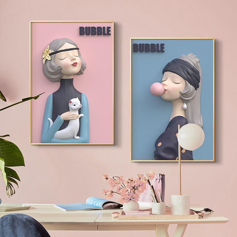 儿童房装饰画女孩房间布置挂画少女卧室画床头背景墙画温馨墙壁画