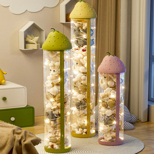 娃娃桶升级拉链装毛绒玩具的透明筒家用玩偶收纳神器大容量整理筐