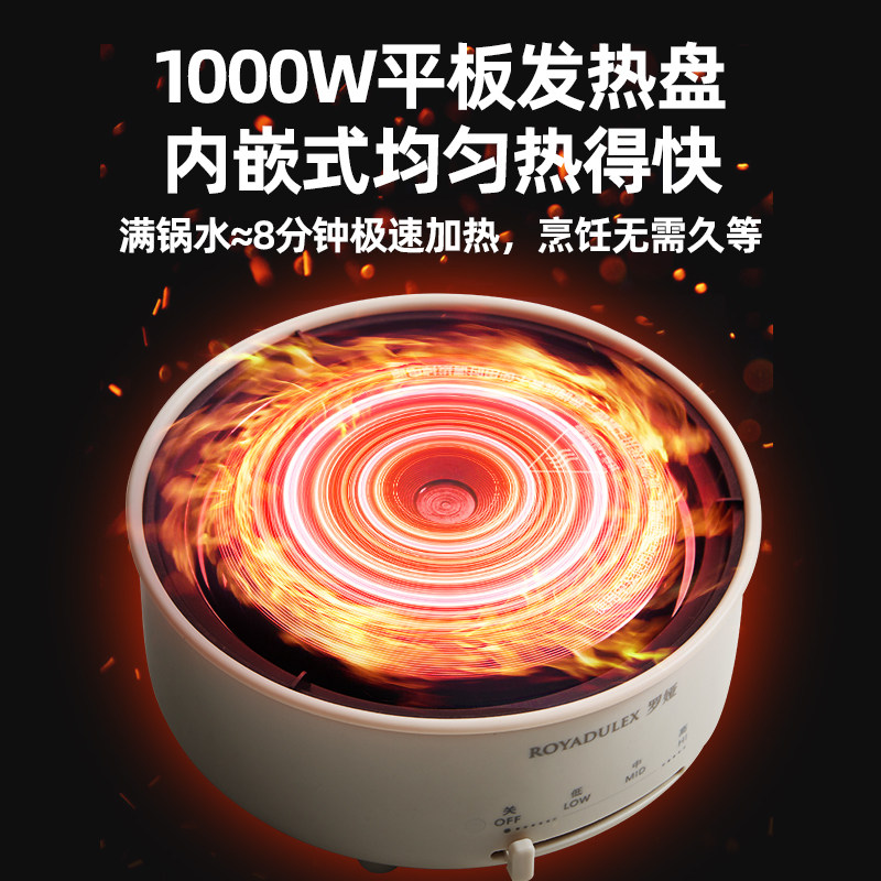 罗娅可携式快煮锅1000W小电锅多功能锅宿舍旅行出差V折叠两件式电